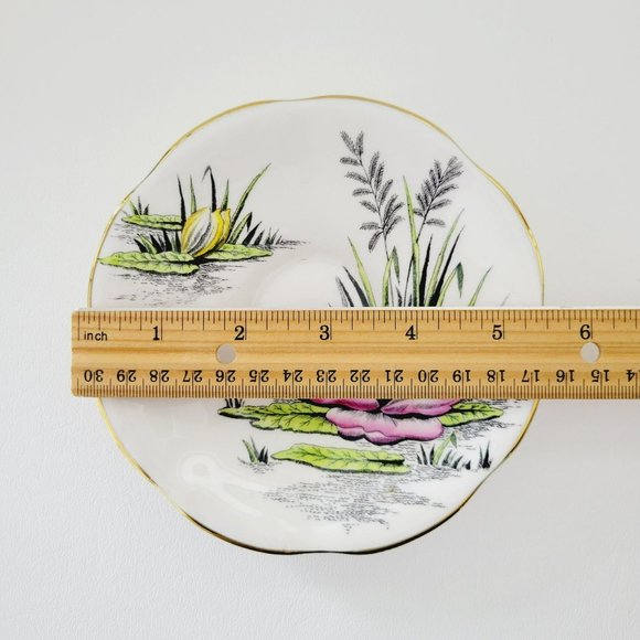 Rosina Water Lily Teacup & Saucer July Flower of the Month, Pink Black & Yellow - Picture 10 of 15